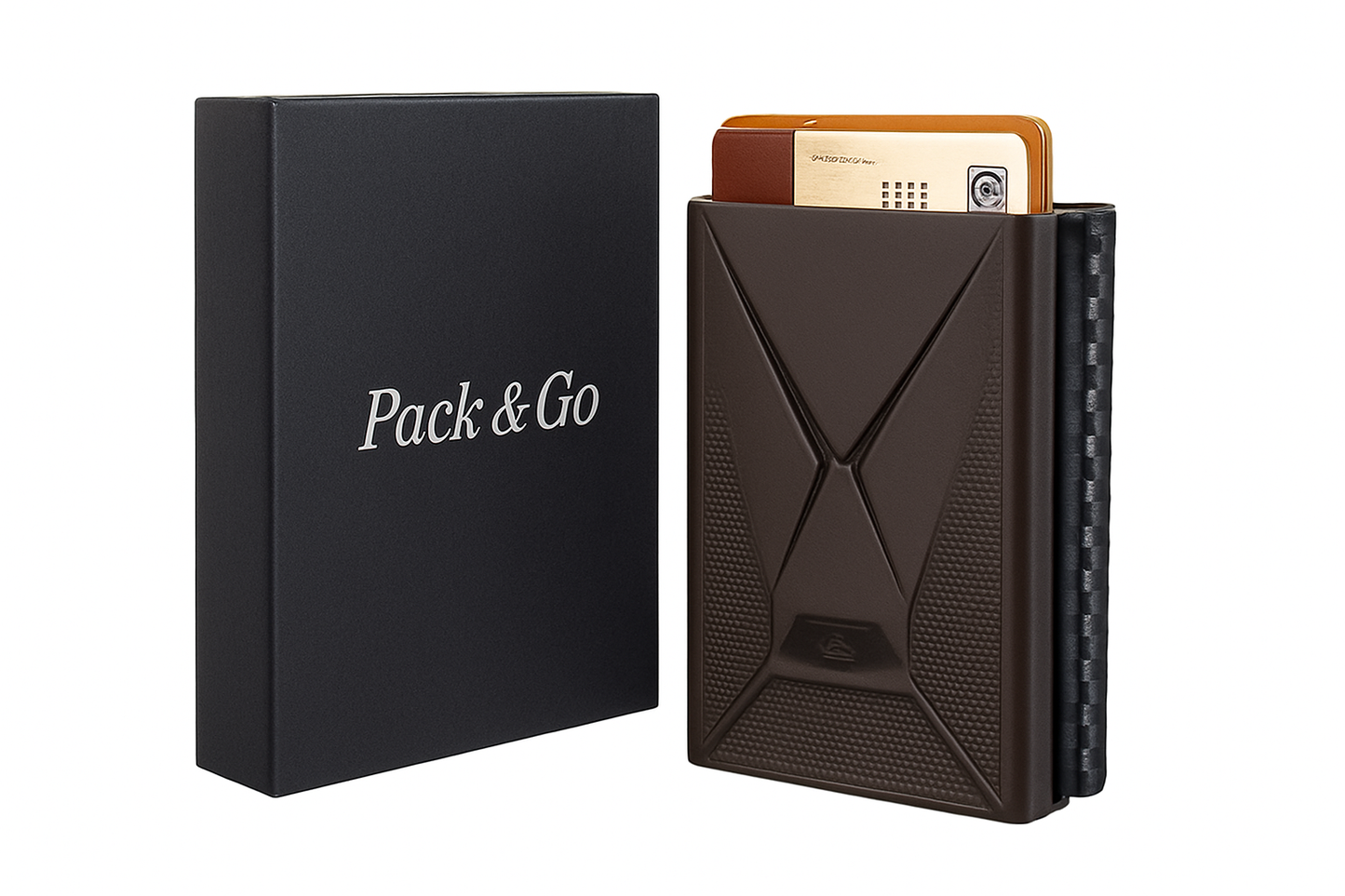 Billetera Tarjetero Fibra de Carbono Genuino Ultra Resistente anticlonación pop up Negro / Serie Carbón