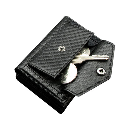 Billetera Tarjetero Fibra de Carbono Genuino Ultra Resistente anticlonación pop up Negro / Serie Carbón