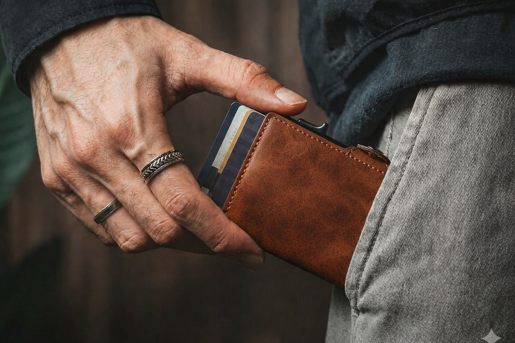 Billetera Tarjetero Vintage Anticlonación Rfid Pop Up Automático Aluminio