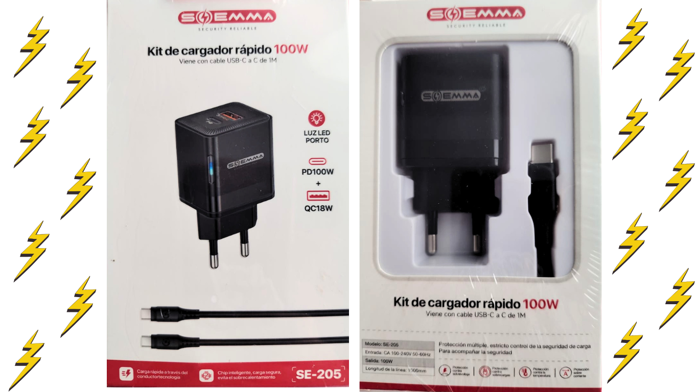 Cargador Ultra Rápido 100W Kit de Carga Inteligente PD + QC