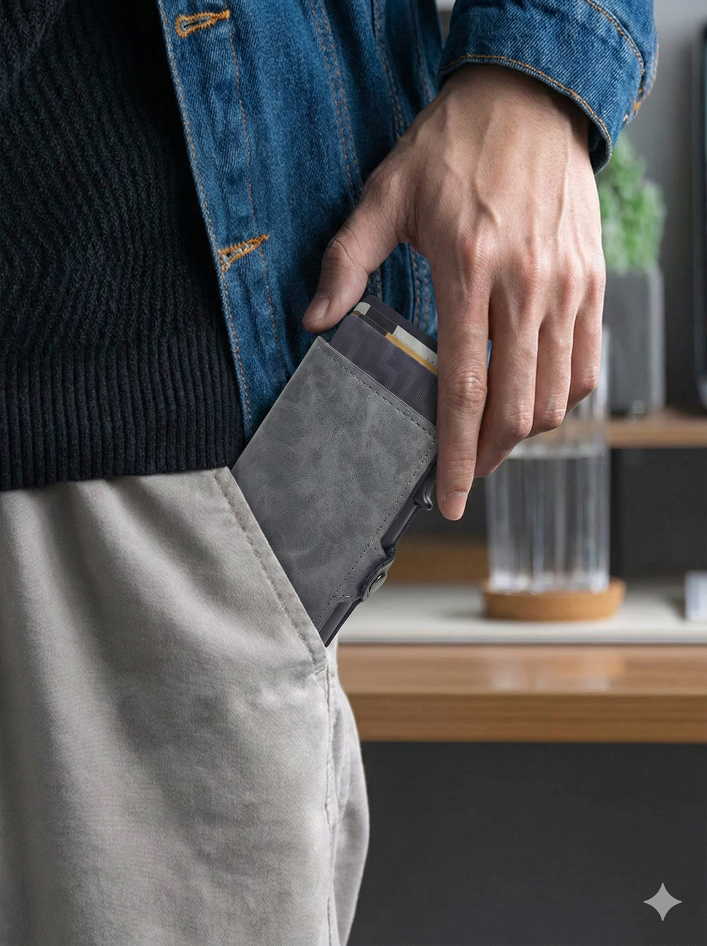 Billetera Tarjetero Gris Anticlonación Rfid Automático Pop Up Aluminio