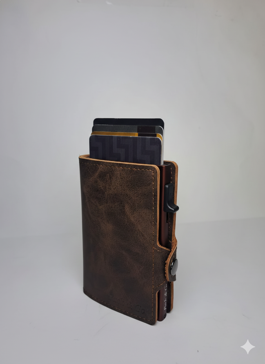 Billetera Tarjetero Vintage Anticlonación Rfid Pop Up Automático Aluminio