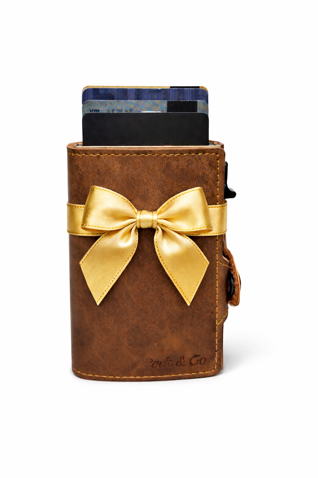 Billetera Tarjetero anticlonación pop up BRONCE ATARDECER