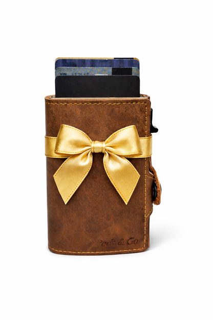 Billetera Tarjetero anticlonación pop up BRONCE ATARDECER