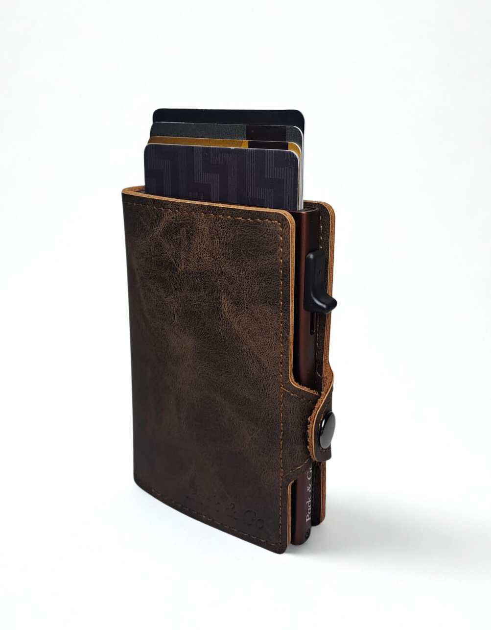 Billetera Tarjetero Vintage Anticlonación Rfid Pop Up Automático Aluminio