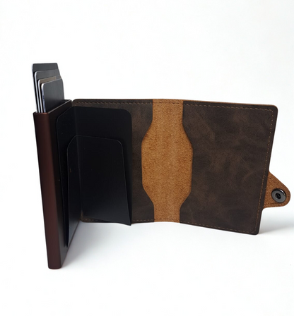 Billetera Tarjetero Vintage Anticlonación Rfid Pop Up Automático Aluminio