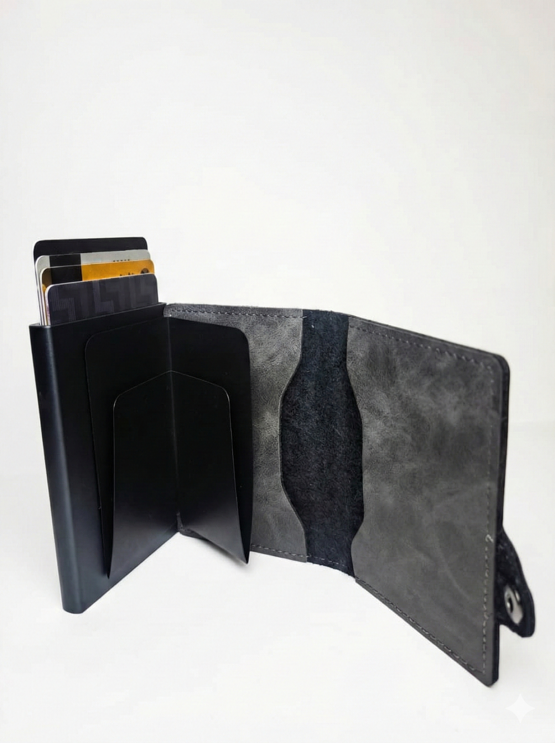 Billetera Tarjetero Gris Anticlonación Rfid Automático Pop Up Aluminio