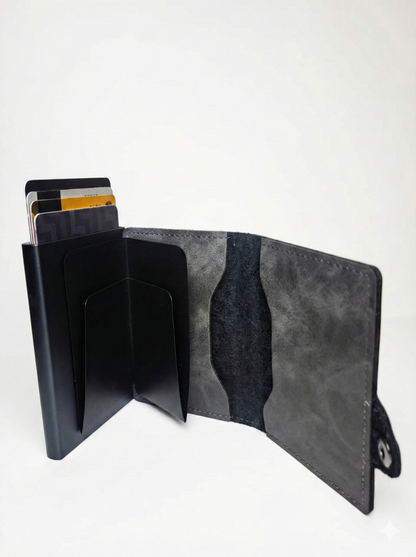 Billetera Tarjetero Gris Anticlonación Rfid Automático Pop Up Aluminio