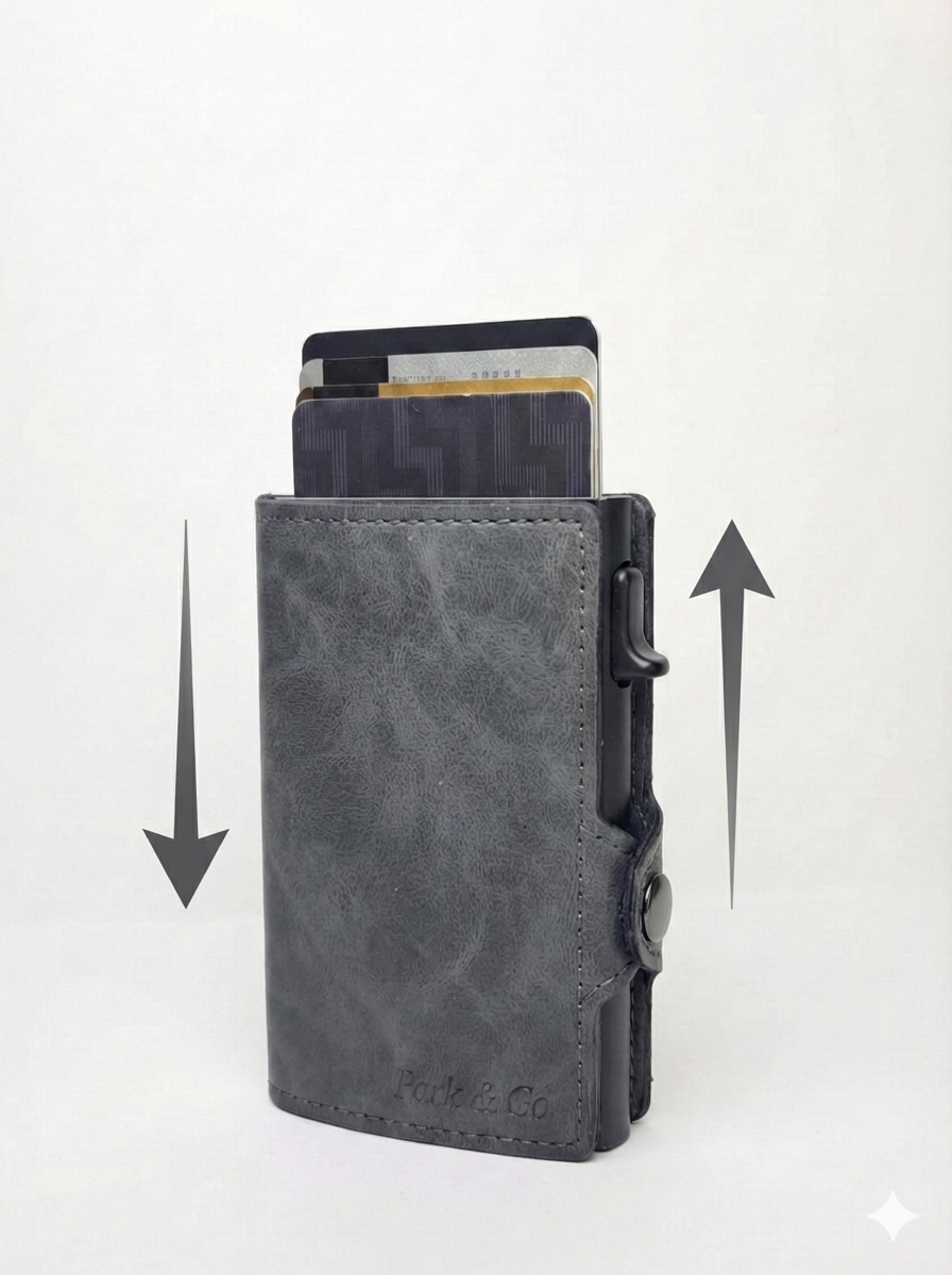 Billetera Tarjetero Gris Anticlonación Rfid Automático Pop Up Aluminio