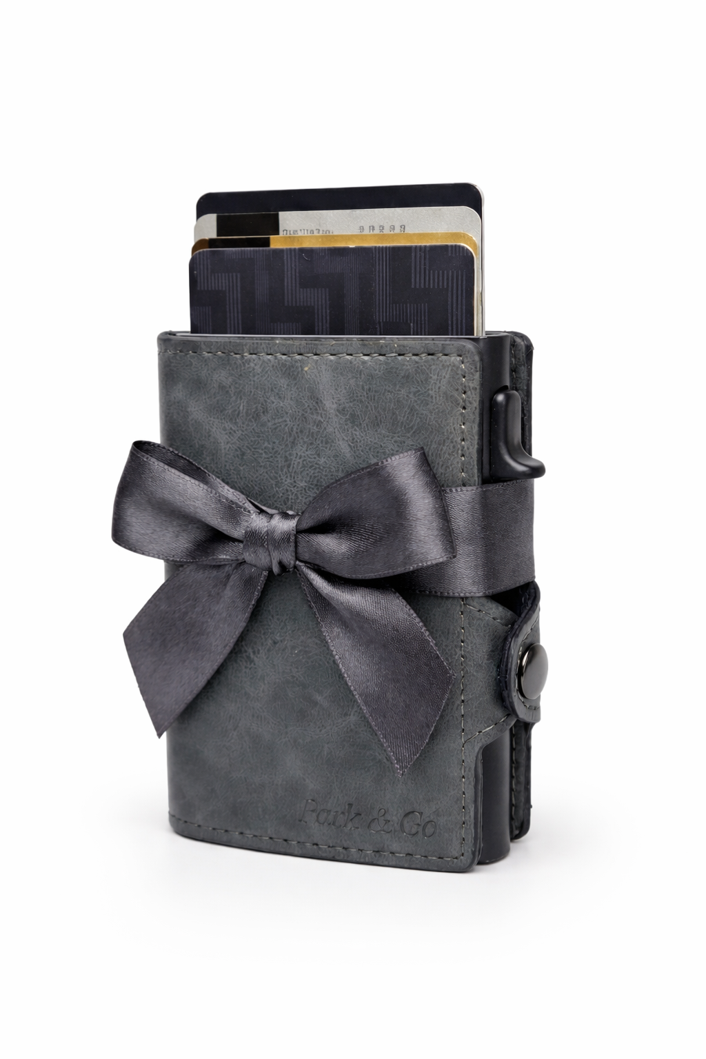 Billetera Tarjetero Gris Anticlonación Rfid Automático Pop Up Aluminio